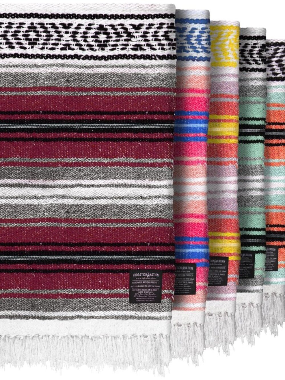 Authentic Handmade Mexican Blanket 70"x50", Indian Yoga Blanket, Cherry